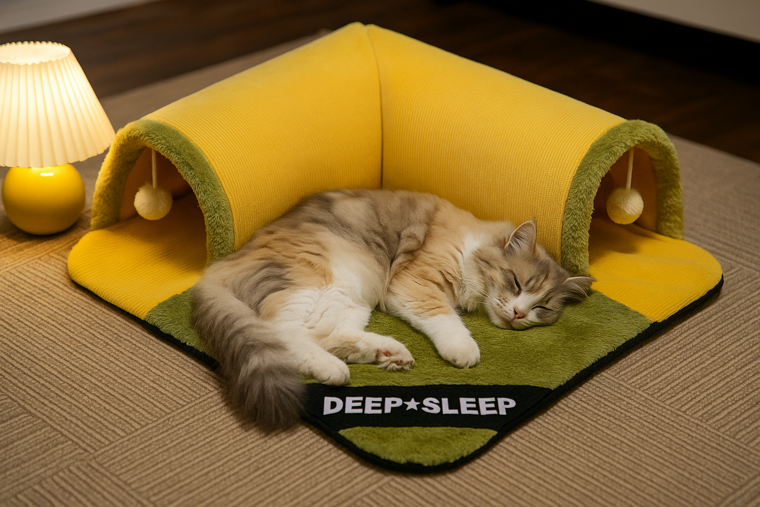 Mini tunnel avec tapis pour chat